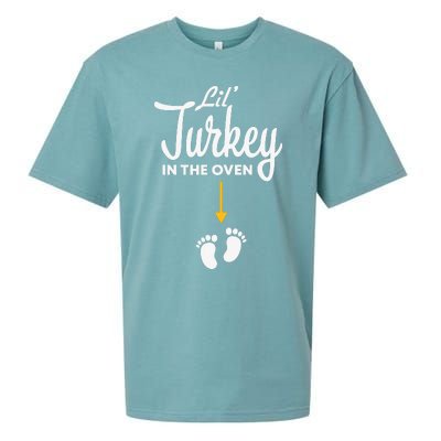 Funny Cute Lil Turkey In The Oven Pregnancy Graphics Sueded Cloud Jersey T-Shirt