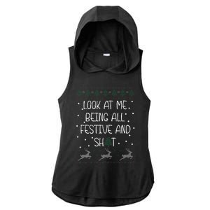 funny christmas look at me being all festive Humorous Xmas  Ladies PosiCharge Tri-Blend Wicking Draft Hoodie Tank