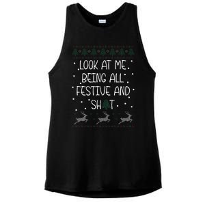 funny christmas look at me being all festive Humorous Xmas  Ladies PosiCharge Tri-Blend Wicking Tank