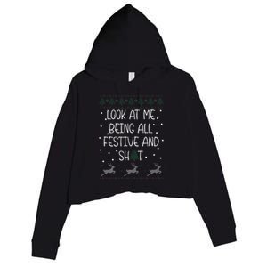 funny christmas look at me being all festive Humorous Xmas  Crop Fleece Hoodie