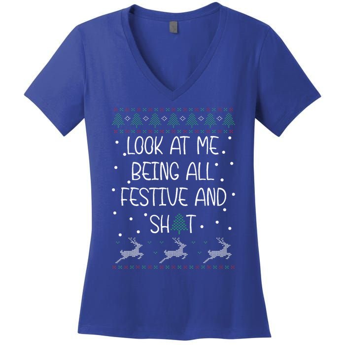 funny christmas look at me being all festive Humorous Xmas  Women's V-Neck T-Shirt