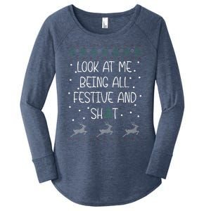 funny christmas look at me being all festive Humorous Xmas  Women's Perfect Tri Tunic Long Sleeve Shirt