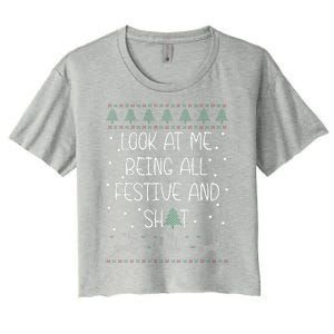 funny christmas look at me being all festive Humorous Xmas  Women's Crop Top Tee