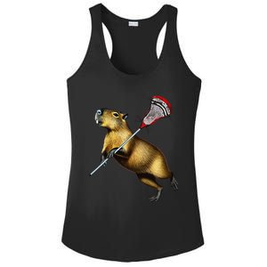 Funny Capybara Lacrosse Mom Graphic Tees Matching Lacrosse Ladies PosiCharge Competitor Racerback Tank