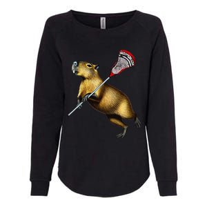 Funny Capybara Lacrosse Mom Graphic Tees Matching Lacrosse Womens California Wash Sweatshirt