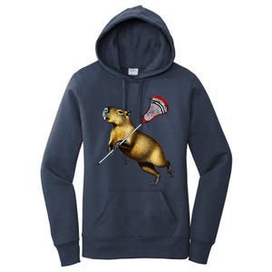 Funny Capybara Lacrosse Mom Graphic Tees Matching Lacrosse Women's Pullover Hoodie