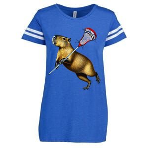 Funny Capybara Lacrosse Mom Graphic Tees Matching Lacrosse Enza Ladies Jersey Football T-Shirt