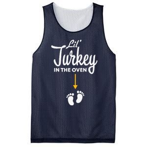 Funny Cute Lil' Turkey In The Oven Pregnancy Thanksgiving Mesh Reversible Basketball Jersey Tank