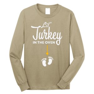 Funny Cute Lil' Turkey In The Oven Pregnancy Thanksgiving Long Sleeve Shirt