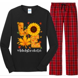 Funny Cute Love Activity Director Life Thanksgiving Autumn Fall Leaf Long Sleeve Pajama Set