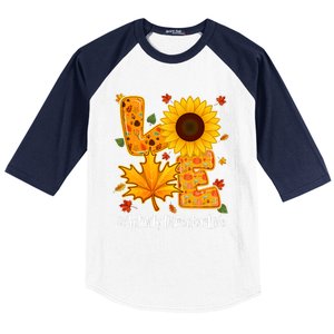 Funny Cute Love Activity Director Life Thanksgiving Autumn Fall Leaf Baseball Sleeve Shirt