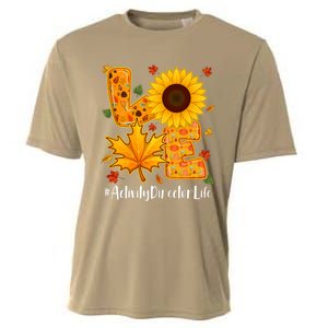 Funny Cute Love Activity Director Life Thanksgiving Autumn Fall Leaf Cooling Performance Crew T-Shirt