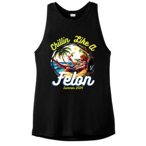 Funny Chillin Like A Felon Summer 2024 2024 Trump Supporter Ladies PosiCharge Tri-Blend Wicking Tank