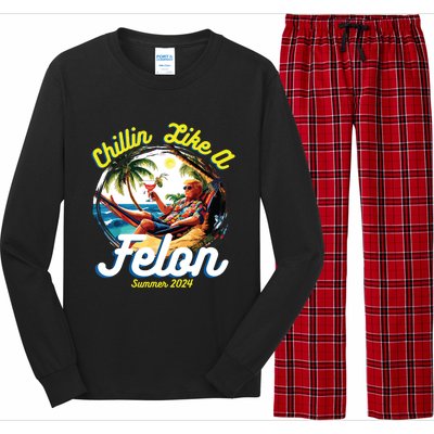 Funny Chillin Like A Felon Summer 2024 2024 Trump Supporter Long Sleeve Pajama Set