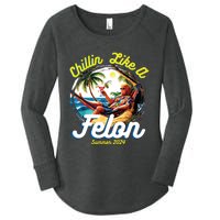 Funny Chillin Like A Felon Summer 2024 2024 Trump Supporter Women's Perfect Tri Tunic Long Sleeve Shirt