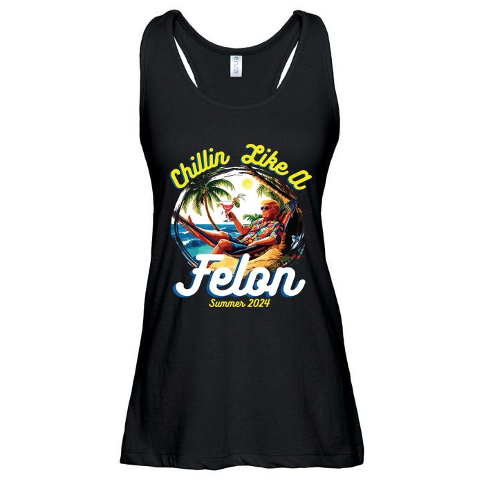 Funny Chillin Like A Felon Summer 2024 2024 Trump Supporter Ladies Essential Flowy Tank