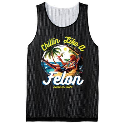 Funny Chillin Like A Felon Summer 2024 2024 Trump Supporter Mesh Reversible Basketball Jersey Tank