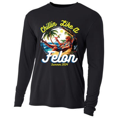 Funny Chillin Like A Felon Summer 2024 2024 Trump Supporter Cooling Performance Long Sleeve Crew