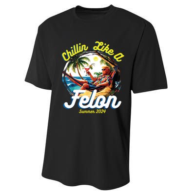 Funny Chillin Like A Felon Summer 2024 2024 Trump Supporter Performance Sprint T-Shirt