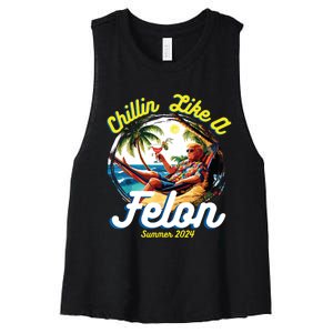 Funny Chillin Like A Felon Summer 2024 2024 Trump Supporter Women's Racerback Cropped Tank