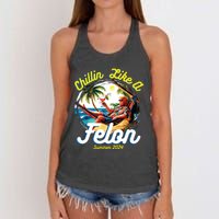 Funny Chillin Like A Felon Summer 2024 2024 Trump Supporter Women's Knotted Racerback Tank