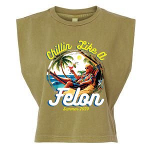 Funny Chillin Like A Felon Summer 2024 2024 Trump Supporter Garment-Dyed Women's Muscle Tee