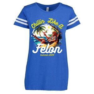 Funny Chillin Like A Felon Summer 2024 2024 Trump Supporter Enza Ladies Jersey Football T-Shirt