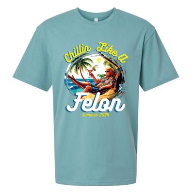 Funny Chillin Like A Felon Summer 2024 2024 Trump Supporter Sueded Cloud Jersey T-Shirt