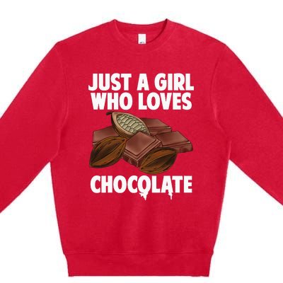 Funny Chocolate Lover Art For Women Girls Love Chocolate Premium Crewneck Sweatshirt