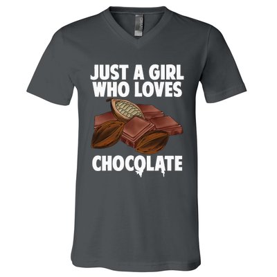 Funny Chocolate Lover Art For Women Girls Love Chocolate V-Neck T-Shirt