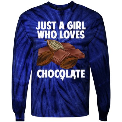 Funny Chocolate Lover Art For Women Girls Love Chocolate Tie-Dye Long Sleeve Shirt