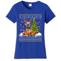 Funny Christmas Lights Yorkie Dog Funny Xmas Ugly Sweater Gift Women's T-Shirt