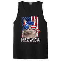 Funny Cat Lover 4th Of July Meowica American Flag PosiCharge Competitor Tank