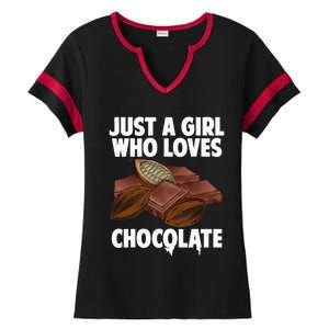 Funny Chocolate Lover Art For Women Girls Love Chocolate Ladies Halftime Notch Neck Tee