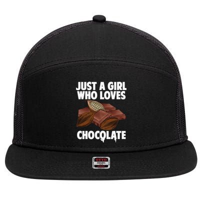 Funny Chocolate Lover Art For Women Girls Love Chocolate 7 Panel Mesh Trucker Snapback Hat