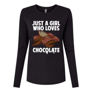 Funny Chocolate Lover Art For Women Girls Love Chocolate Womens Cotton Relaxed Long Sleeve T-Shirt