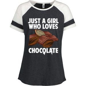 Funny Chocolate Lover Art For Women Girls Love Chocolate Enza Ladies Jersey Colorblock Tee