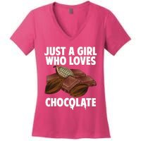 Funny Chocolate Lover Art For Women Girls Love Chocolate Women's V-Neck T-Shirt