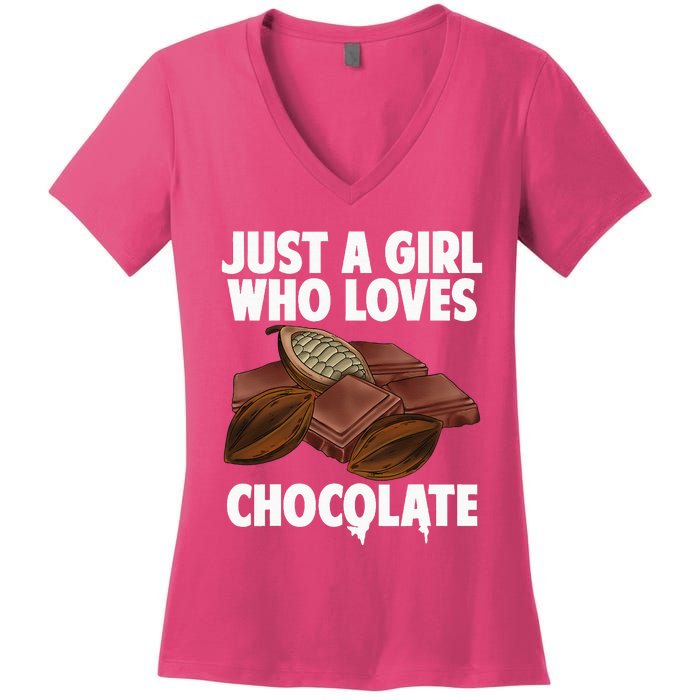 Funny Chocolate Lover Art For Women Girls Love Chocolate Women's V-Neck T-Shirt