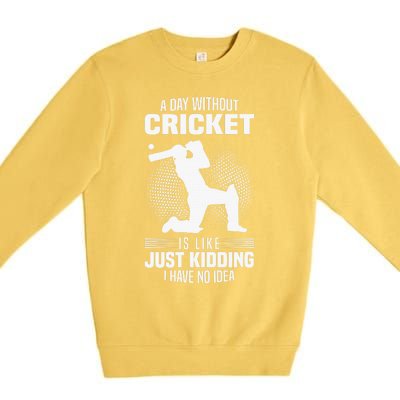 Funny Cricket Lover A Day Without Cricket Premium Crewneck Sweatshirt