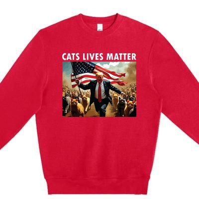 Funny Cat Lives Matter Pres Election 2024 Cats Dogs Pets Premium Crewneck Sweatshirt