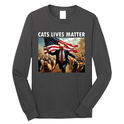 Funny Cat Lives Matter Pres Election 2024 Cats Dogs Pets Long Sleeve Shirt