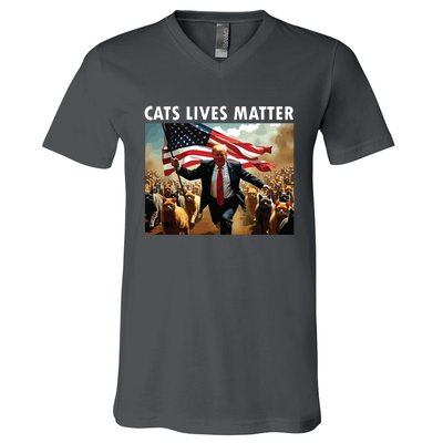 Funny Cat Lives Matter Pres Election 2024 Cats Dogs Pets V-Neck T-Shirt