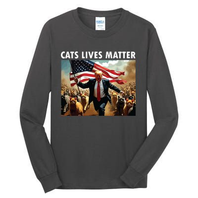 Funny Cat Lives Matter Pres Election 2024 Cats Dogs Pets Tall Long Sleeve T-Shirt