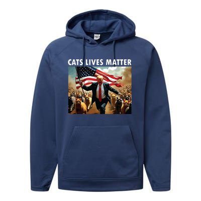 Funny Cat Lives Matter Pres Election 2024 Cats Dogs Pets Performance Fleece Hoodie