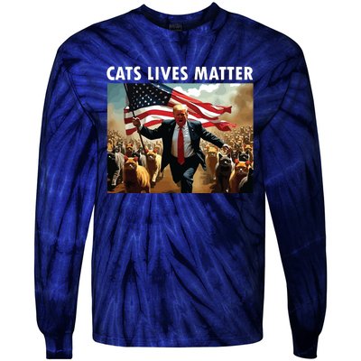 Funny Cat Lives Matter Pres Election 2024 Cats Dogs Pets Tie-Dye Long Sleeve Shirt