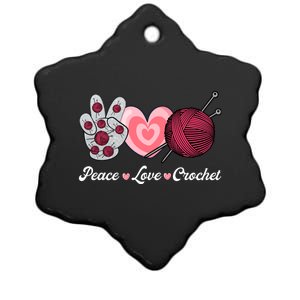 Funny Crocheting Lover Gift Peace Love Crochet Great Gift Ceramic Star Ornament