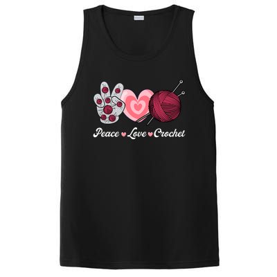 Funny Crocheting Lover Gift Peace Love Crochet Great Gift PosiCharge Competitor Tank