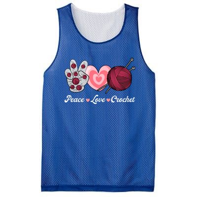 Funny Crocheting Lover Gift Peace Love Crochet Great Gift Mesh Reversible Basketball Jersey Tank