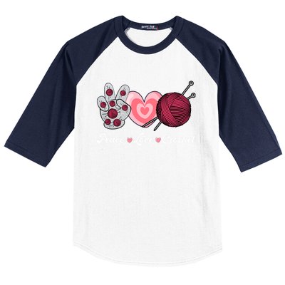 Funny Crocheting Lover Gift Peace Love Crochet Great Gift Baseball Sleeve Shirt